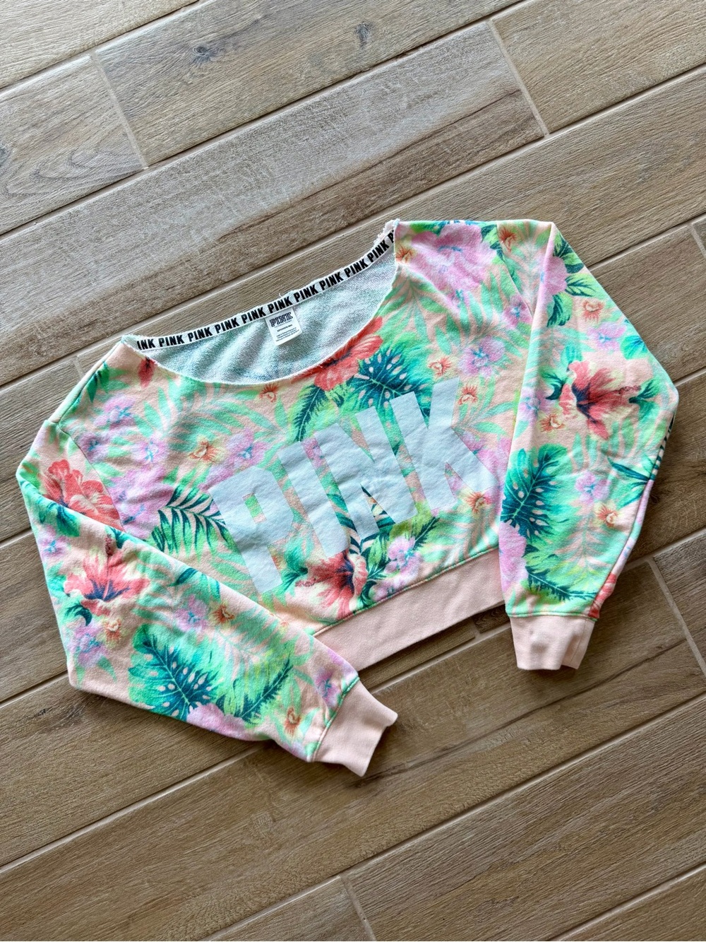 PINK Victoria's Secret Floral Cropped Sweatshirt - Size Small